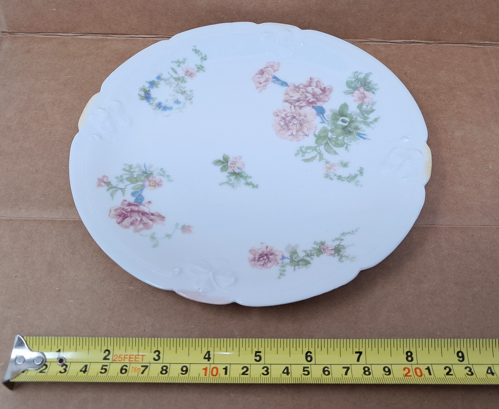 Limoges France LDBC 9″ plate Lanternier handpainted Pink & Blue Florals