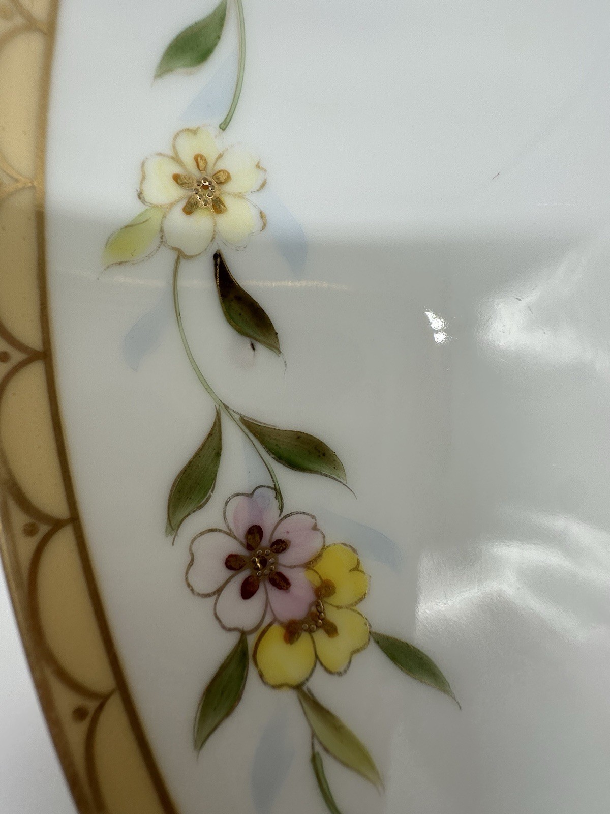 Vintage Nippon Hand Painted Floral Cookie Cake Plate