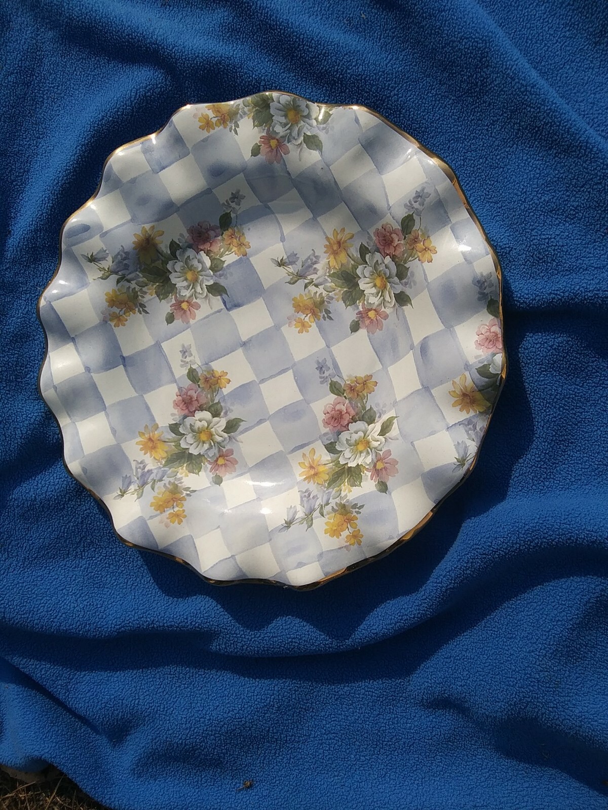 Mackenzie Childs morning glory 11″ DINNER PLATE FLUTED gold MACKENZIE McKenzie