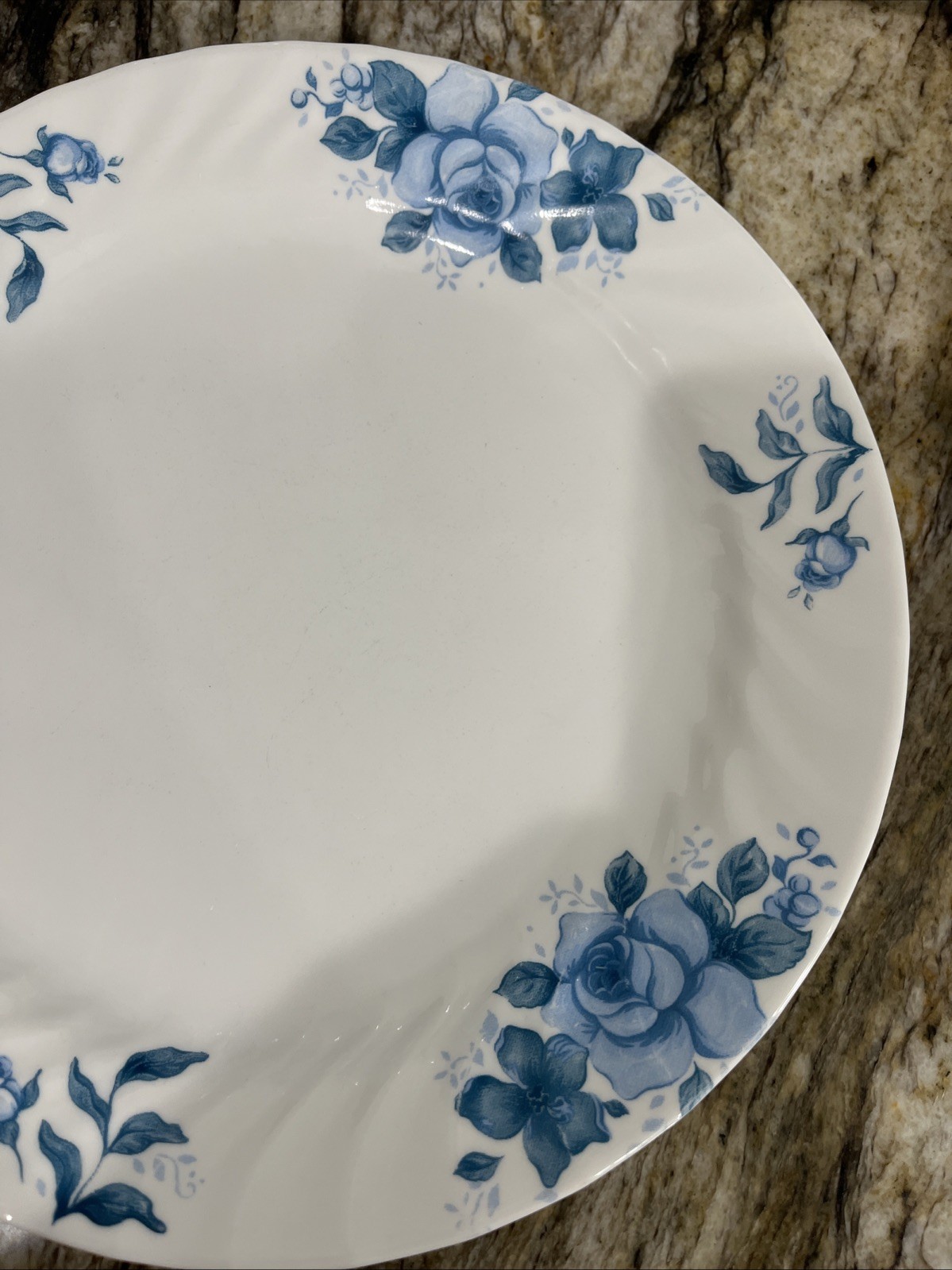 Vintage 5 Corelle Corning Blue Velvet Rose Vitrelle Dinner Plates 10 1/4″ 🇺🇸