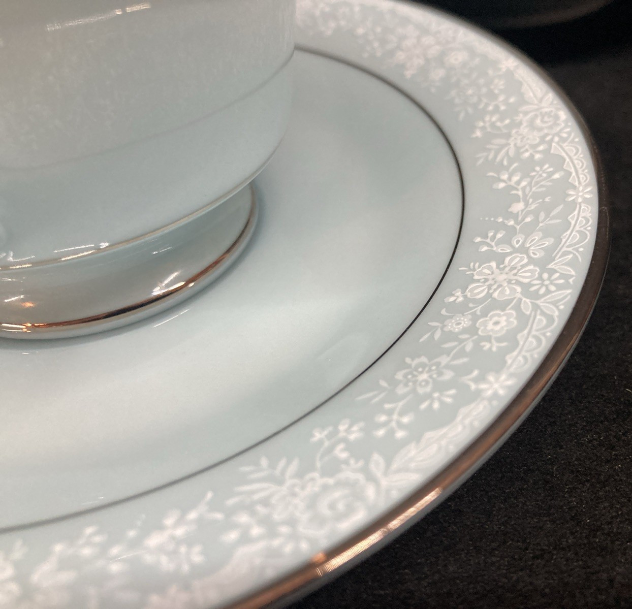 Noritake Fidelity 8003 Light Blue Cups & Saucers Set of 3