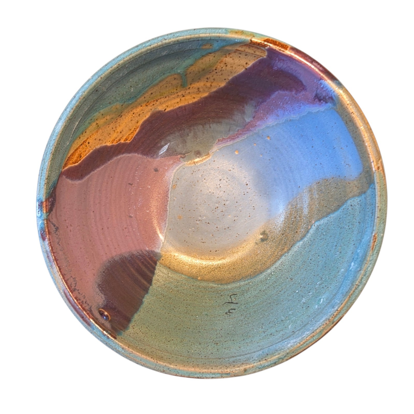 Set 4 Signed Joel Edwards Attributed Studio Pottery Bowls Abstract Glaze 7.25″