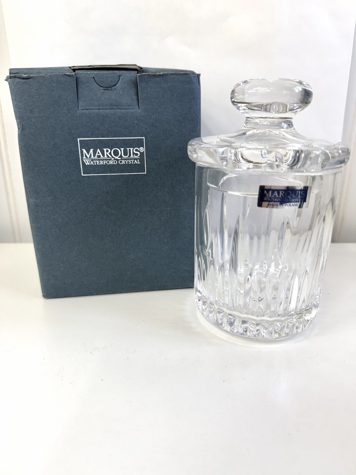 VTG 1995 Waterford Marquis Crystal “Claria” Covered Vanity Jar POLAND 5.5×3.5 in