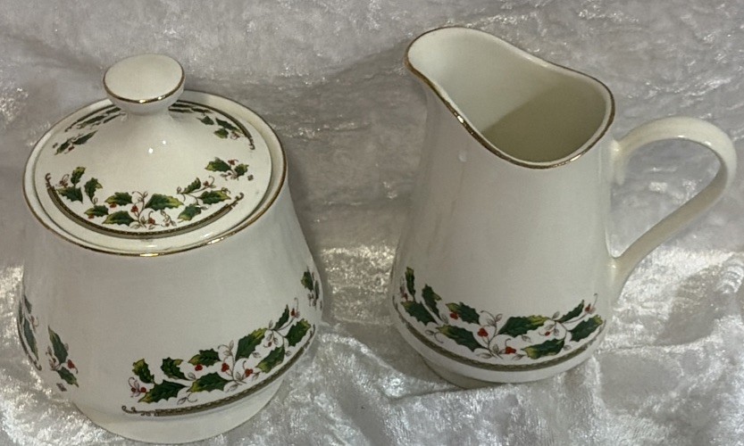 Holly Holiday Home for the Holidays Sugar and Creamer Set Christmas