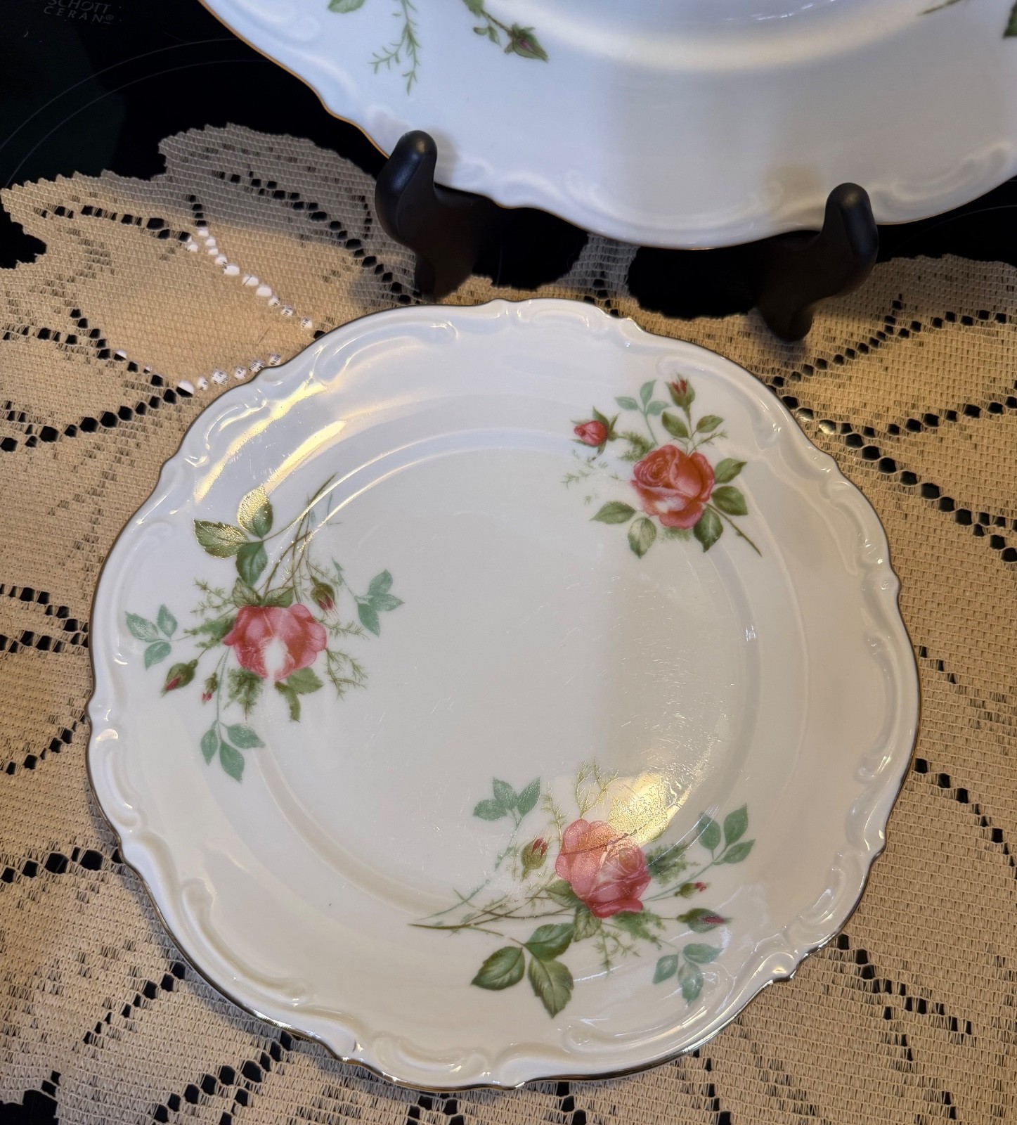 Mitterteich Germany Old Dresden Rose 5 pc Place Setting Vintage