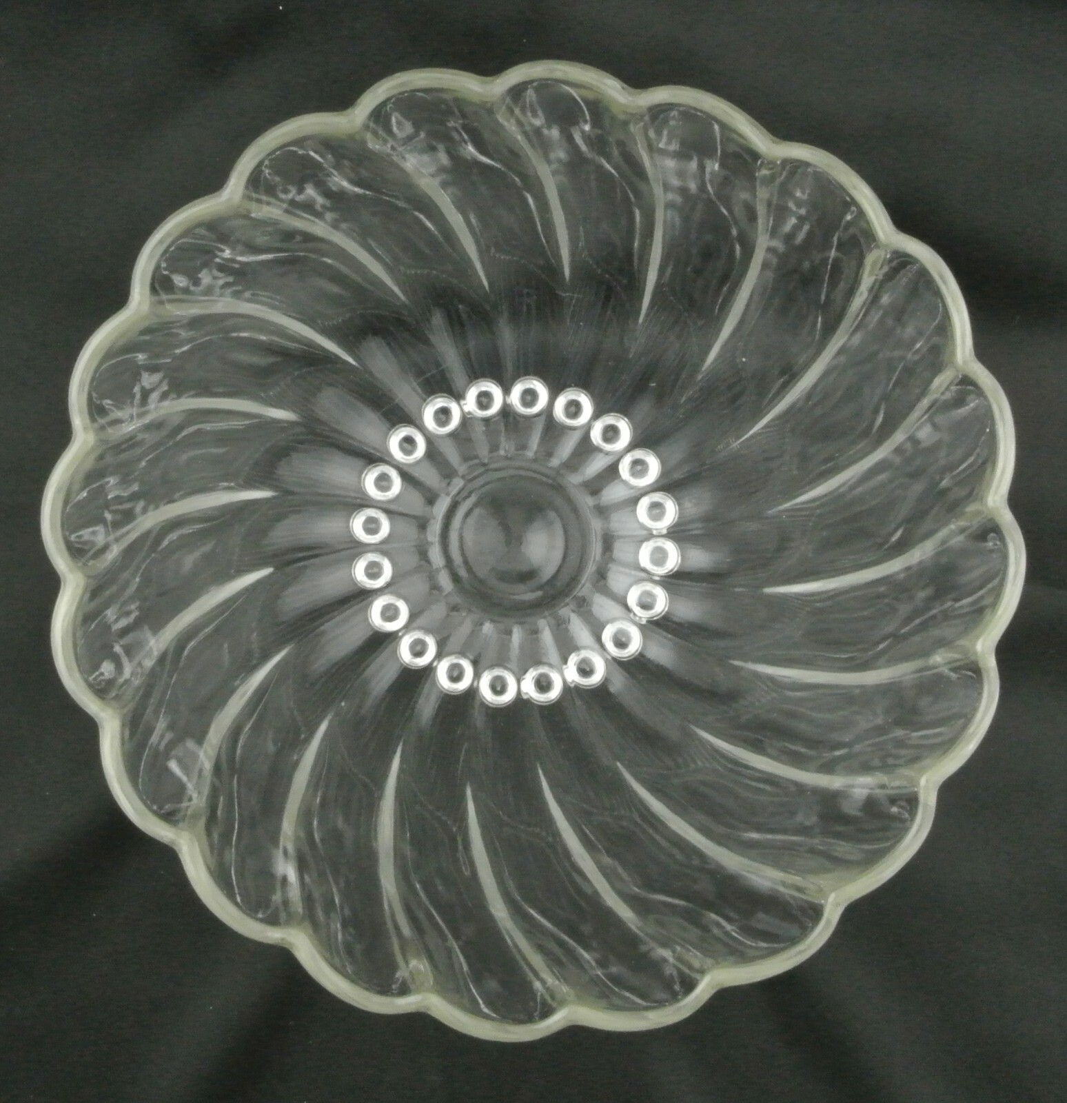 1950-1959 Hazel-Atlas Colonial Swirl Shell Depression Glass Punch Bowl