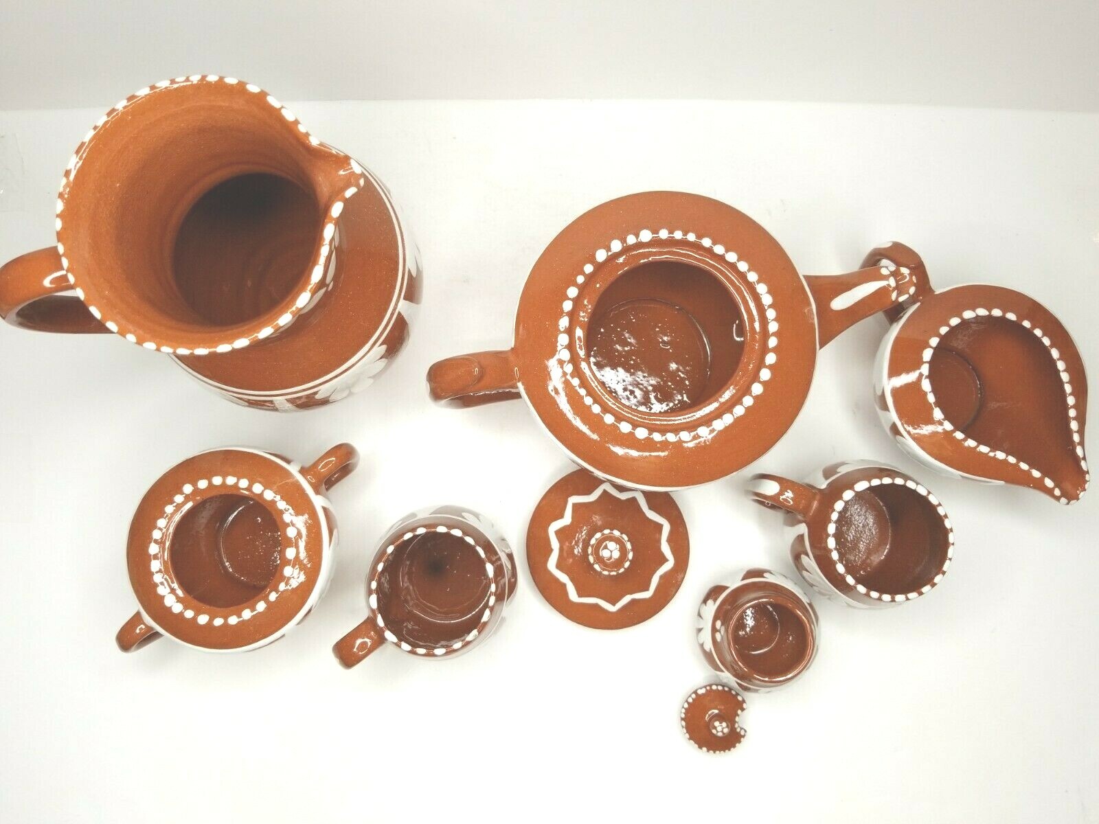 15 Pc Obar Terra Cotta Plates Teapot Pitcher Bowl Cream Cup Cruz Legue Portugal