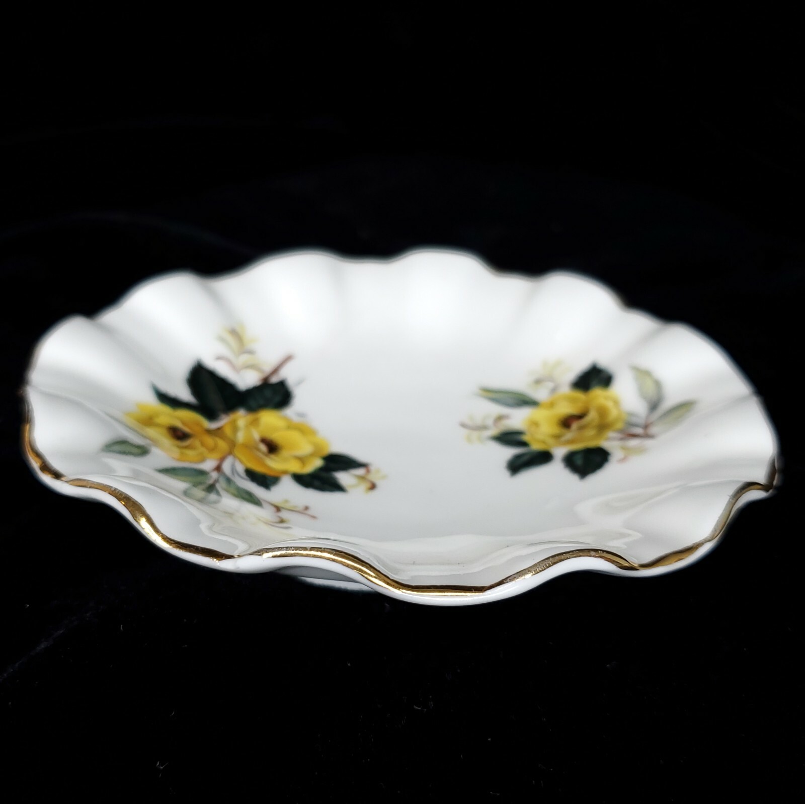 Royal Dover Creamer Pitcher Bone China Saucer Yellow Rose Gold Trim England