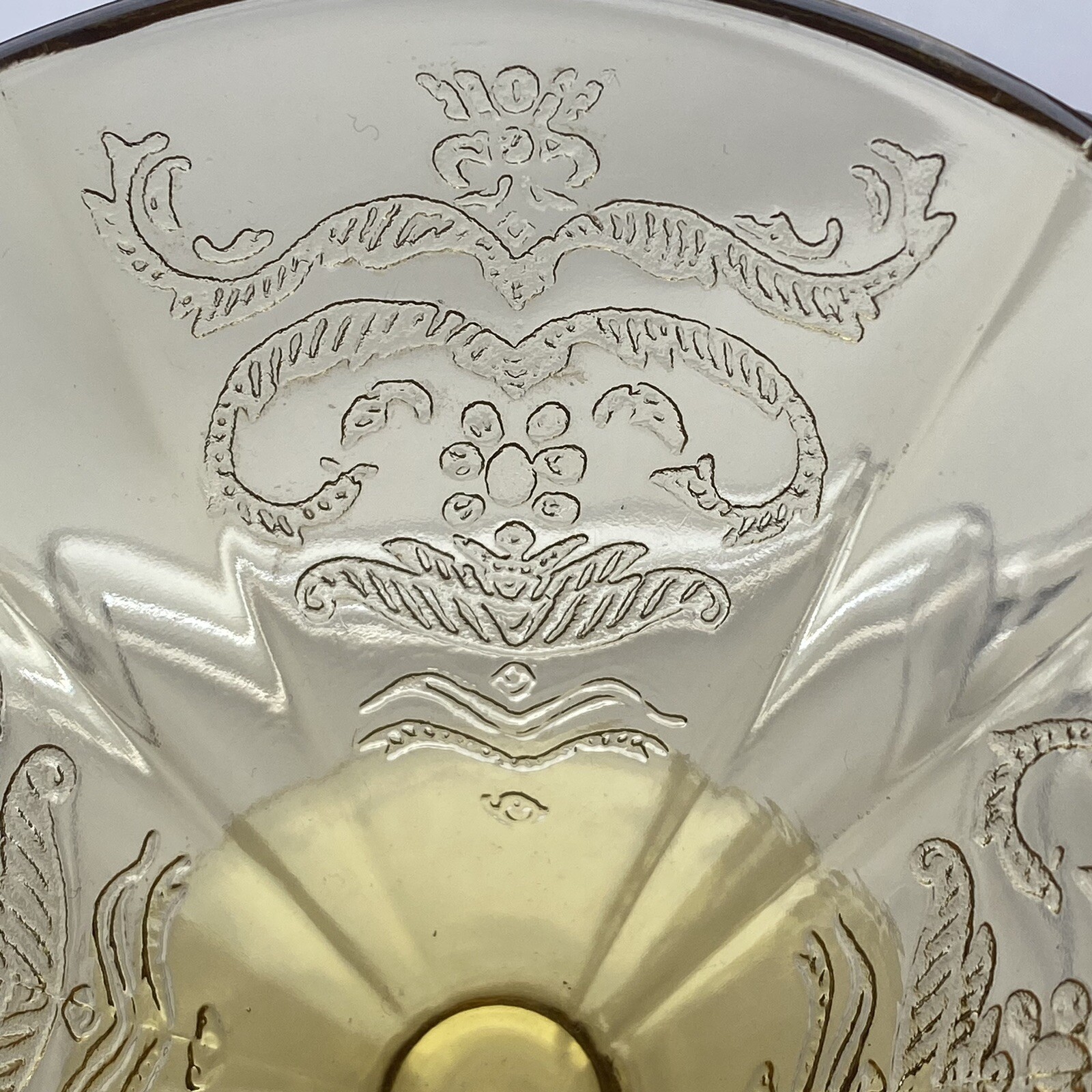 Vintage Federal Madrid Amber Depression Glass Dessert Sherbet Cups Set Of 2