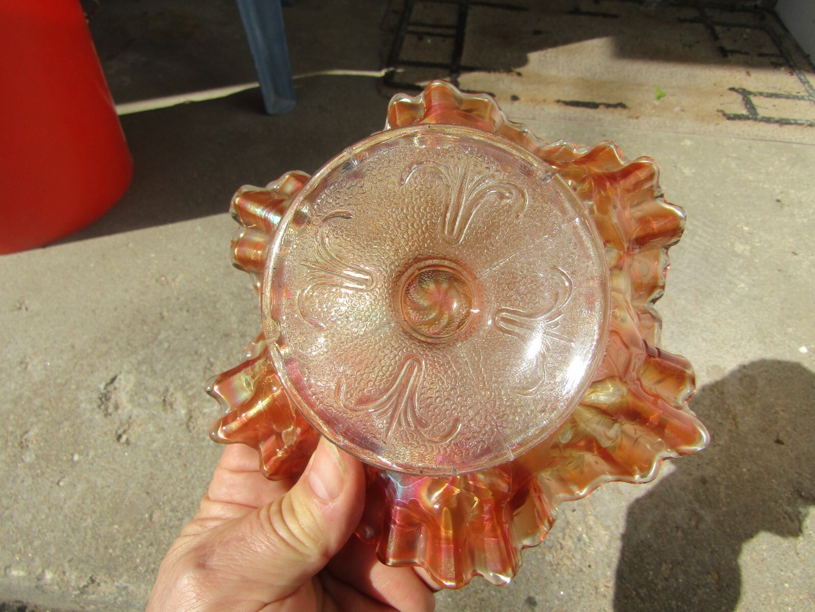 Marigold Fenton Carnival Glass Serpent snake candy dish Bowl