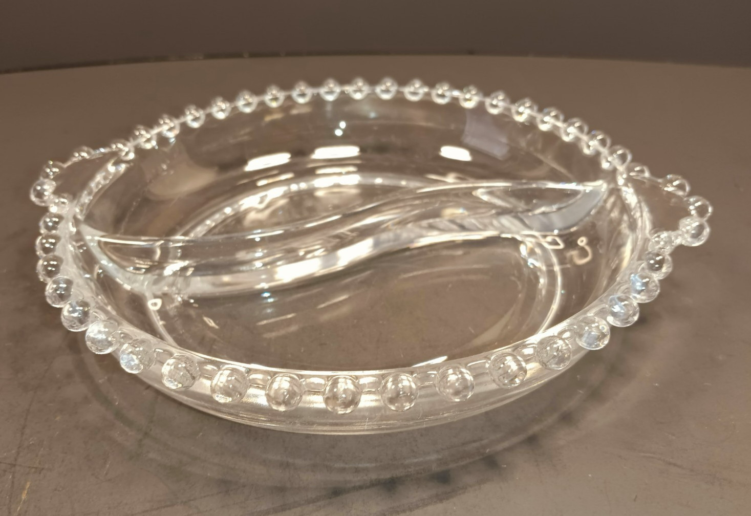 Vintage Imperial Glass Candlewick Divided Relish Tray with Handles