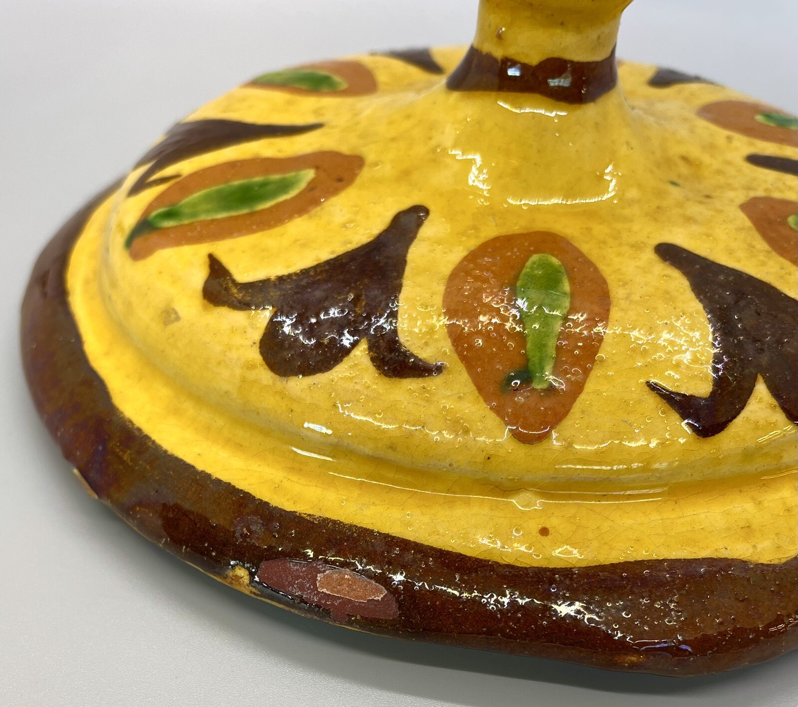 Antique Yellow Multan Sindh Pottery Dish Hand Painted Earthenware