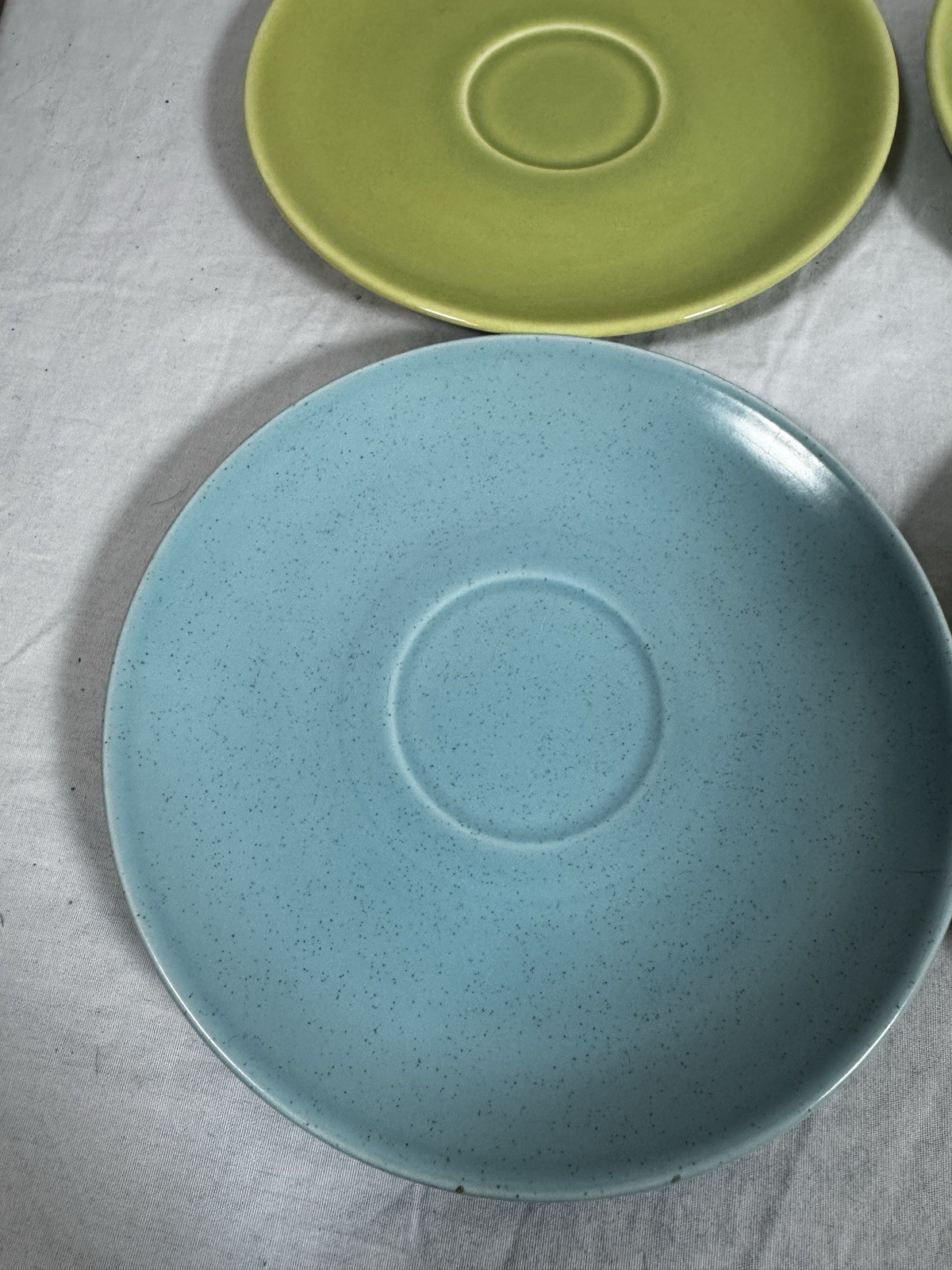 Harmony House Symphony Saucer Plates Set 4 Mid Century Green Blue 6.25”