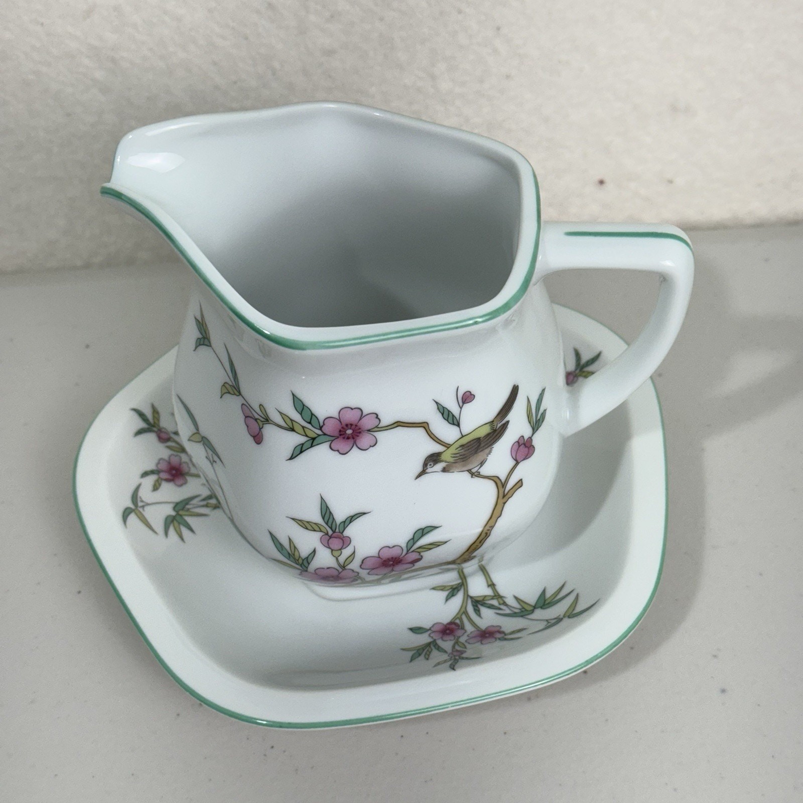 Andre Richard Japan VTG Porcelain Creamer Pitcher & Saucer Plate Indian Tree