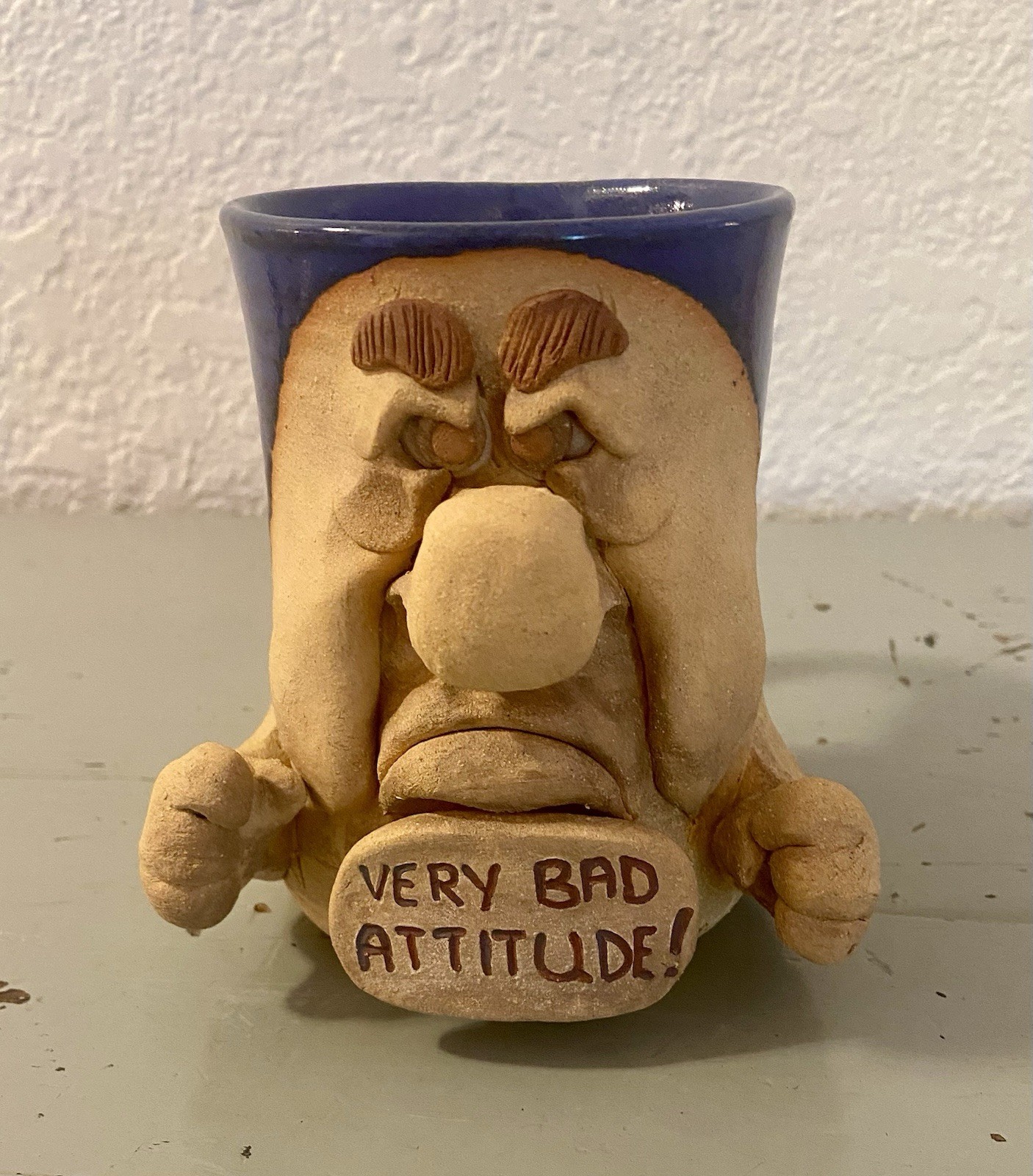 Funny Face Mug Handmade Stoneware 12 oz “MugShotsByDennis”