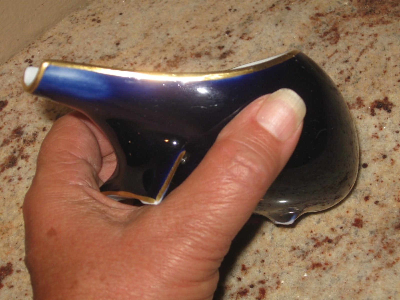 ECHT KOBALT JLMENAU COBALT BLUE GOLD FLORAL DESIGN GERMANY SPOONREST