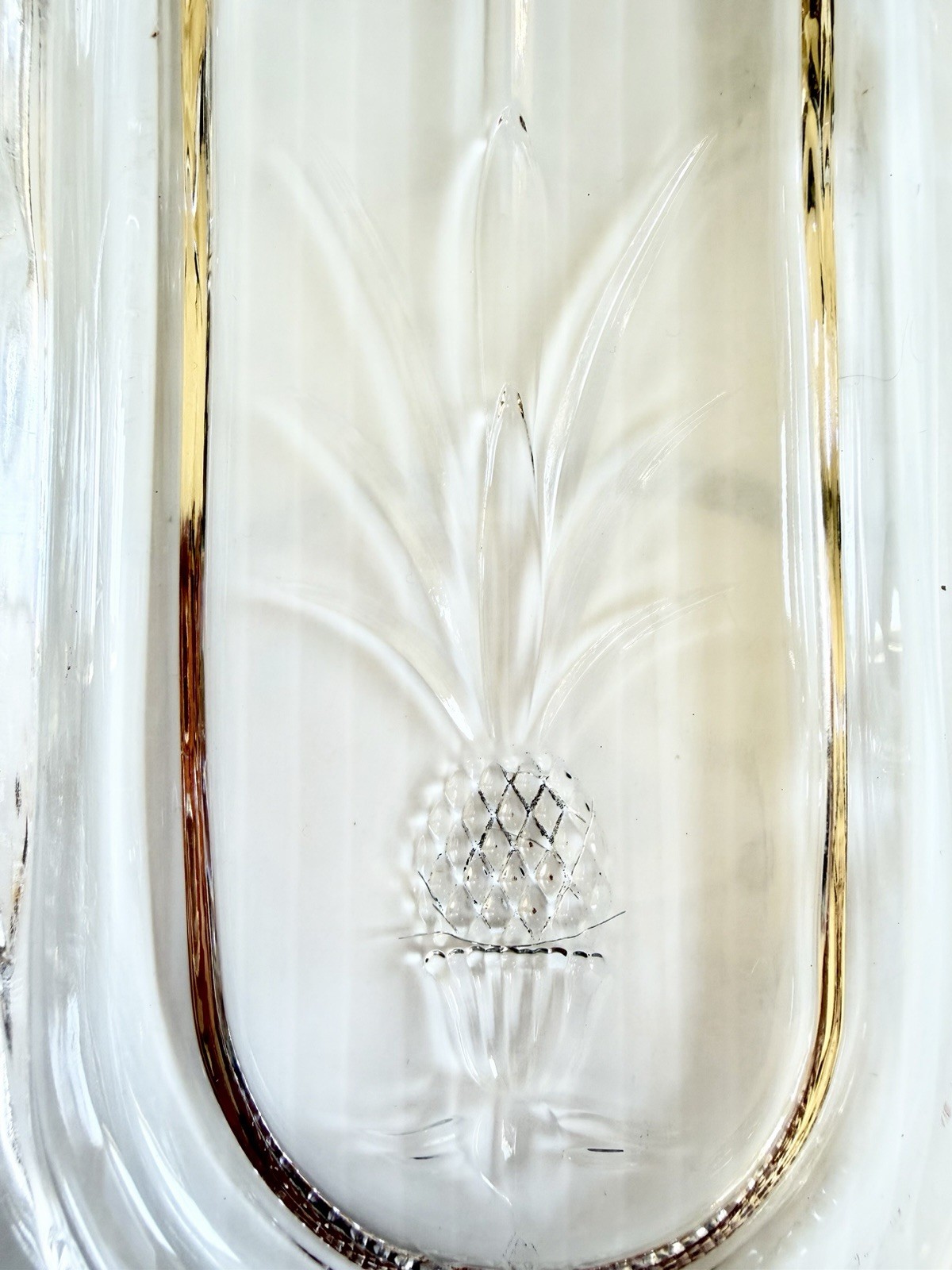 Vtg Heisey Plantation Pineapple Clear Glass Celery/ Butter Dish Oval 9.5x 4.25″