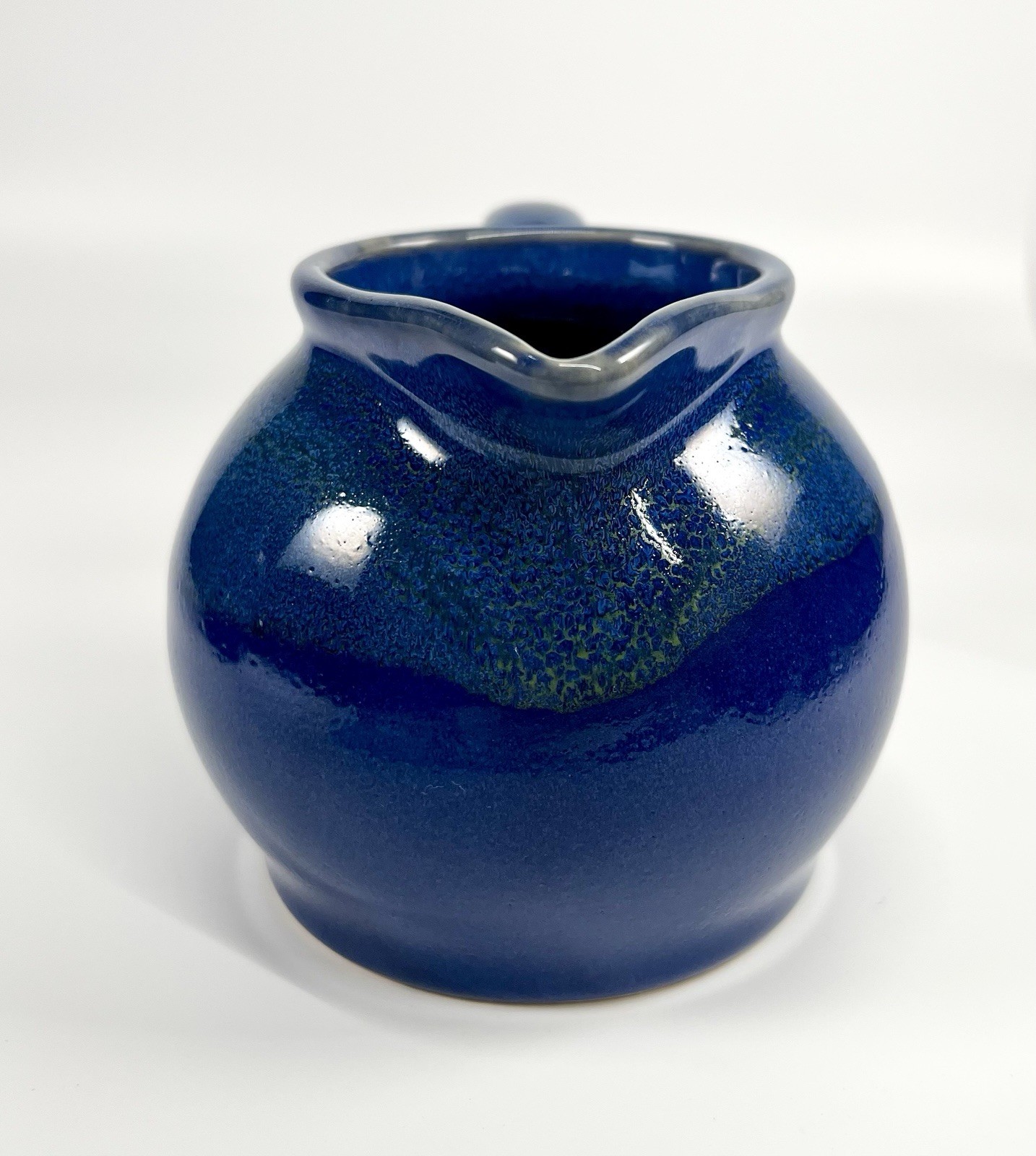 Handcrafted Stoneware Pottery Creamer And Lidded Sugar Bowl Set Blue Glaze EUC