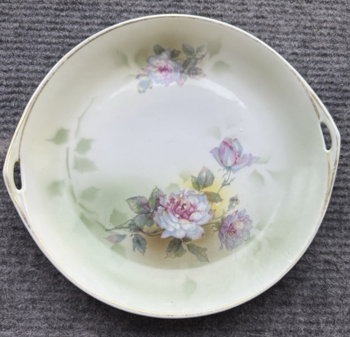 Rudolstadt Royal Prussia 10″Cake Plate with Handles and Hand Painted
