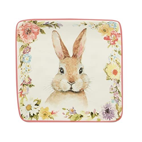Easter Garden 6 Inch Canape Luncheon Plates Set of 4 Assorted Designs Ceramic