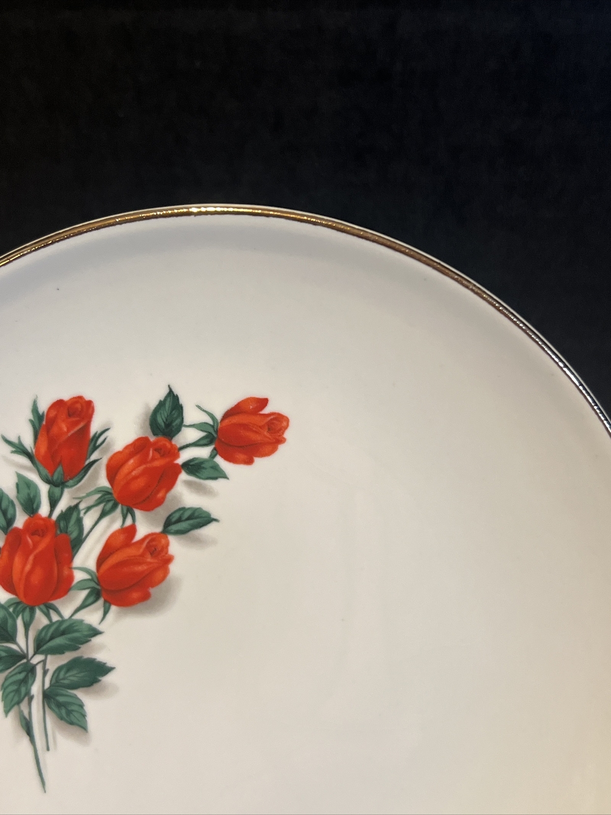 Salem-American Ironstone-Red Roses-5 1/2” Bread Plates-Set Of 4
