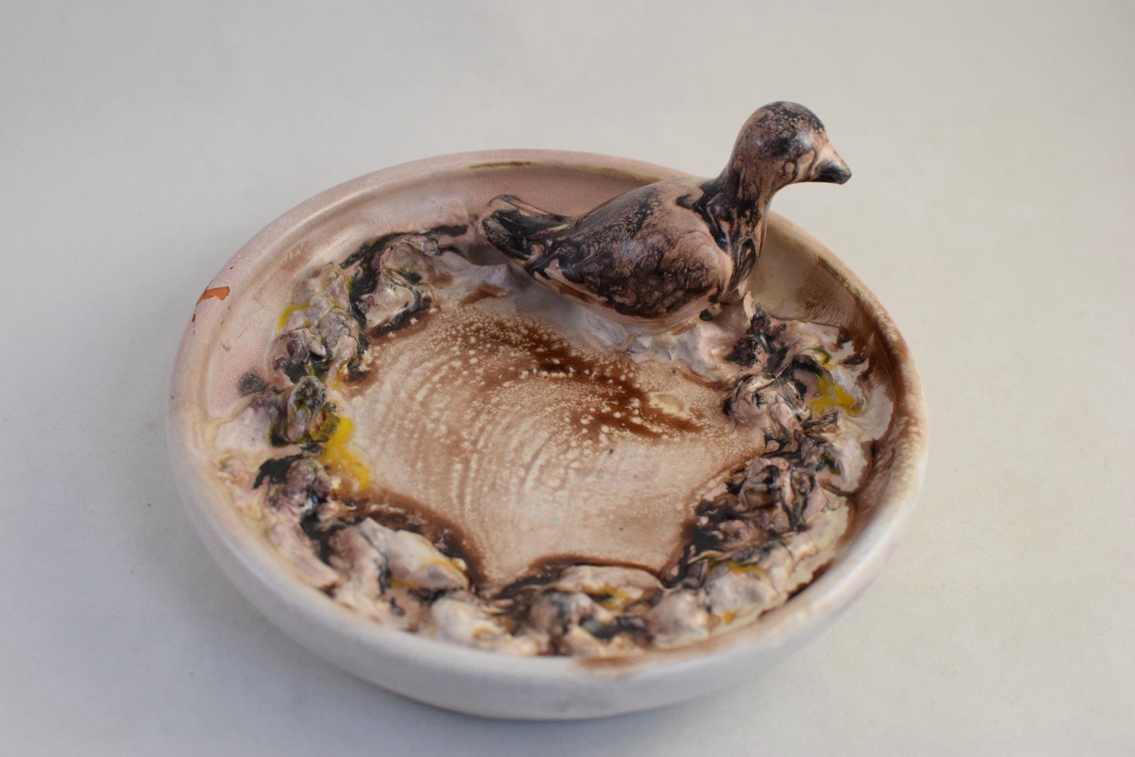 Iceland SA Pottery Sigurður Hákon Arnórsson Brutalist Bird Perched Lava 6” READ