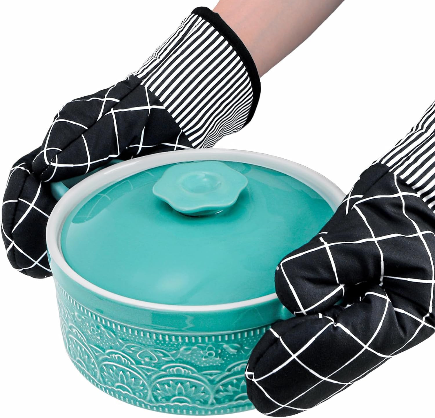 Elsjoy 2 Quart Round Ceramic Casserole Dish with Lid, 7.5 Inch Covered Casserole