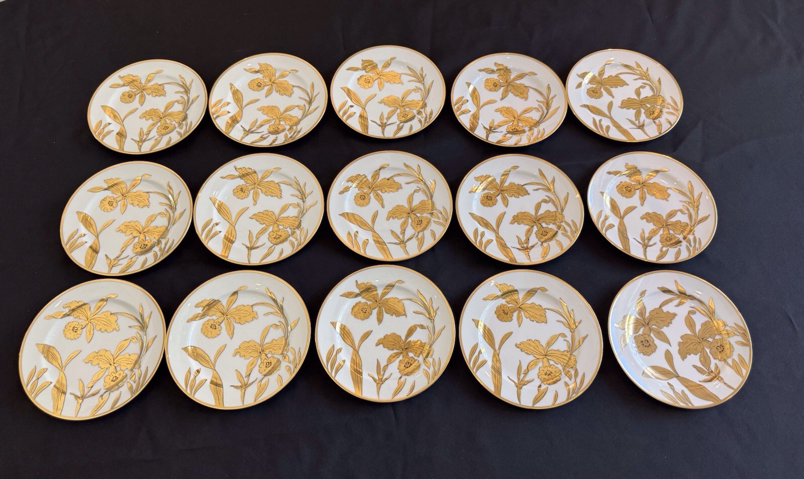 15 – Vintage Stouffer Golden Orchid Salad Plates, 7 3/4 Inches, Hand painted