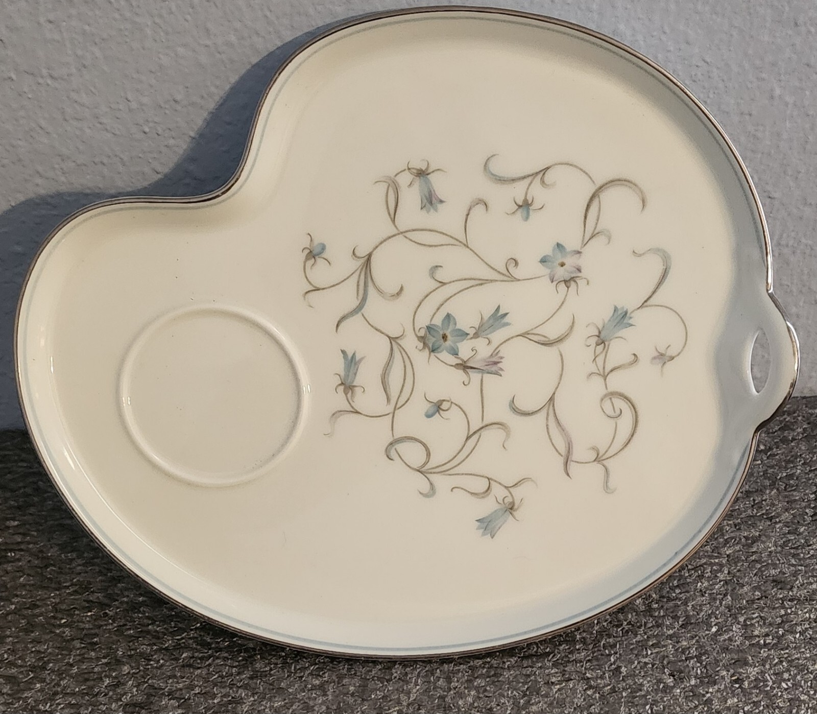 Noritake Beaumont 5796 Snack Saucer Bluebell flowers, Platinum Trim, 1950