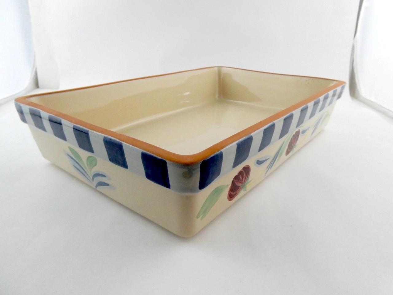 Lenox POPPIES ON BLUE TERRA COTTA 14 Inch Rectangular Baker VGOOD COND