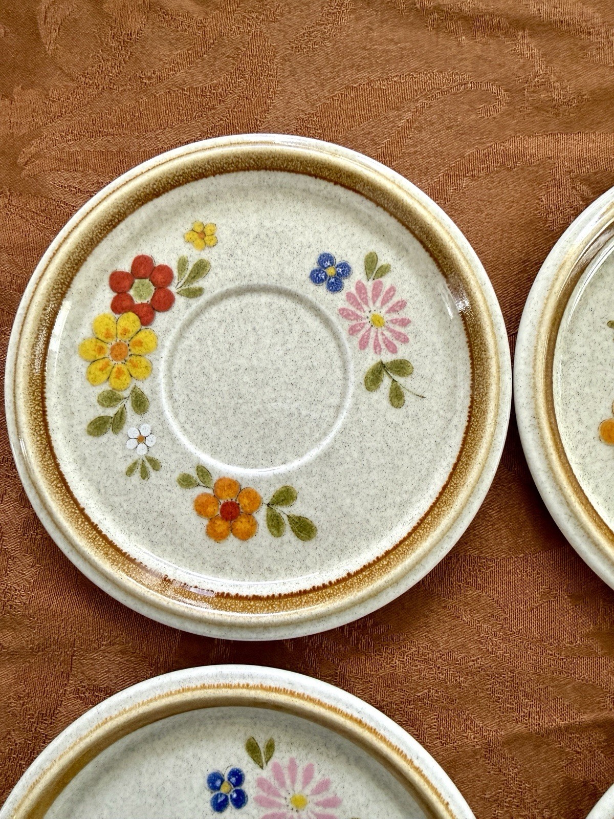 Vintage Mikasa Stone Manor FLORIBUNDA Saucer F5813 Ironstone 6 1/2″ (6pc)