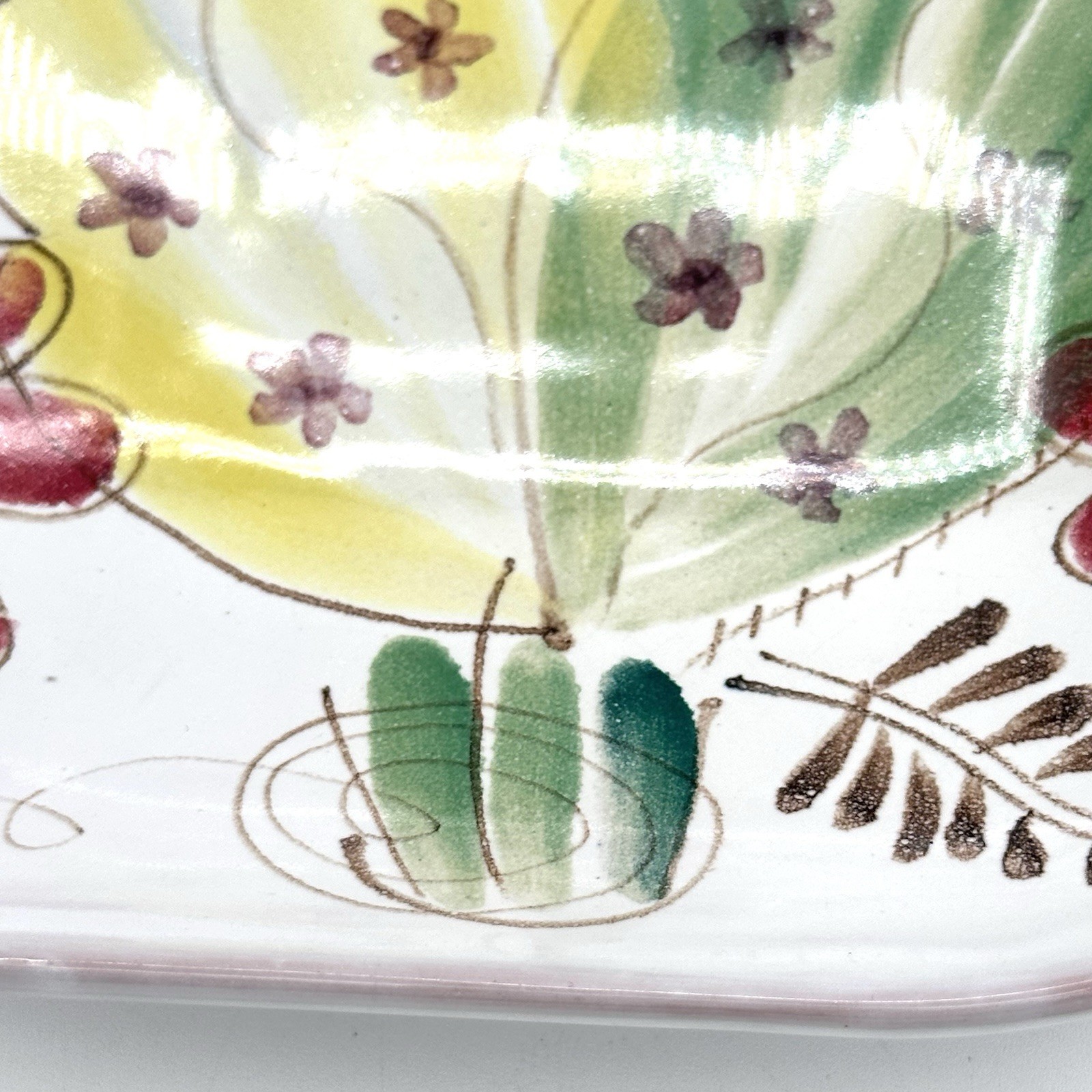 Vintage Arabia Ara Finland Hand Painted Decorative Bowl Floral 7.25 X 7.25 Inch