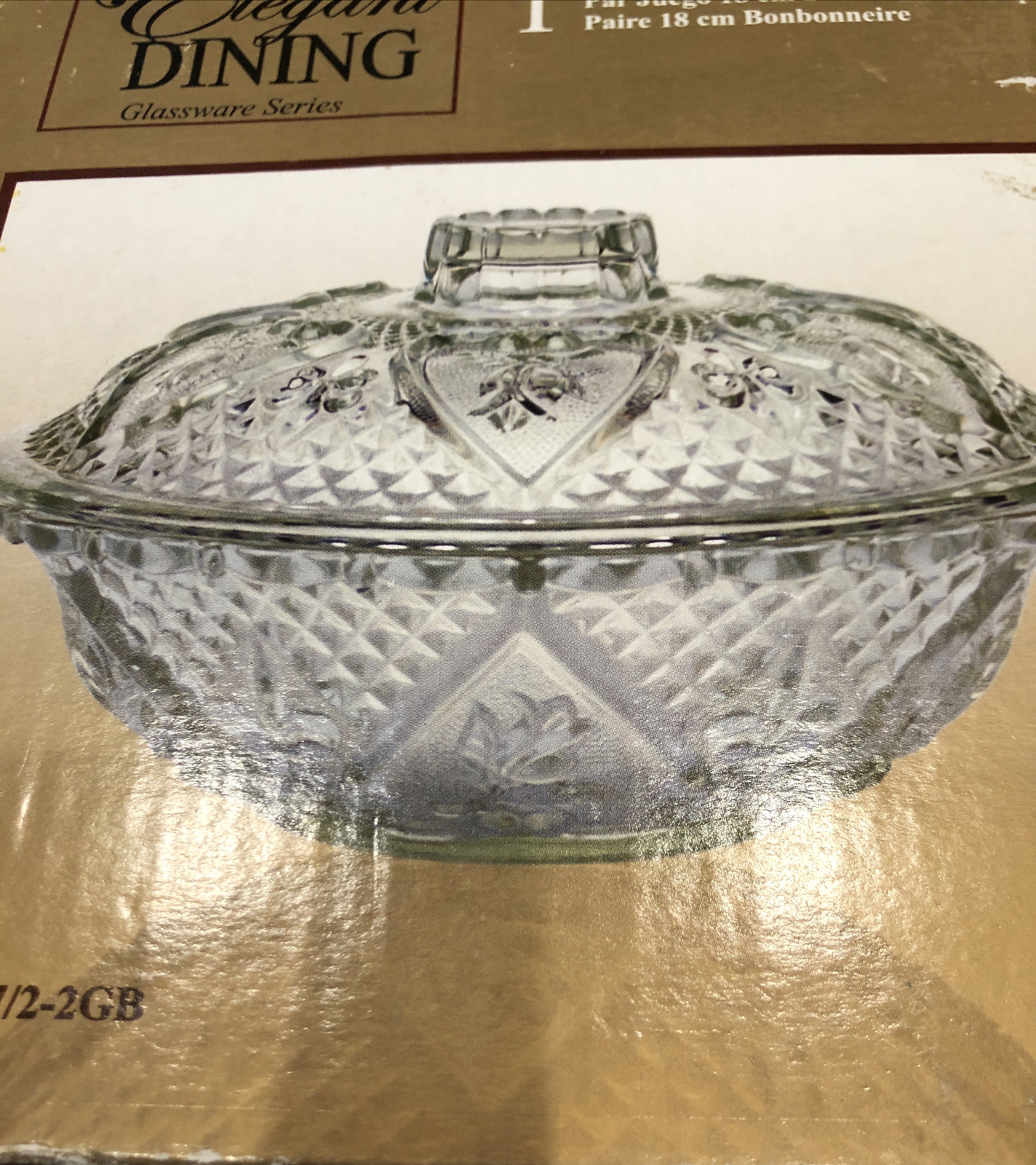Elegant Dining Glasswear Series 7” Candy Dish With Lid New In Box!