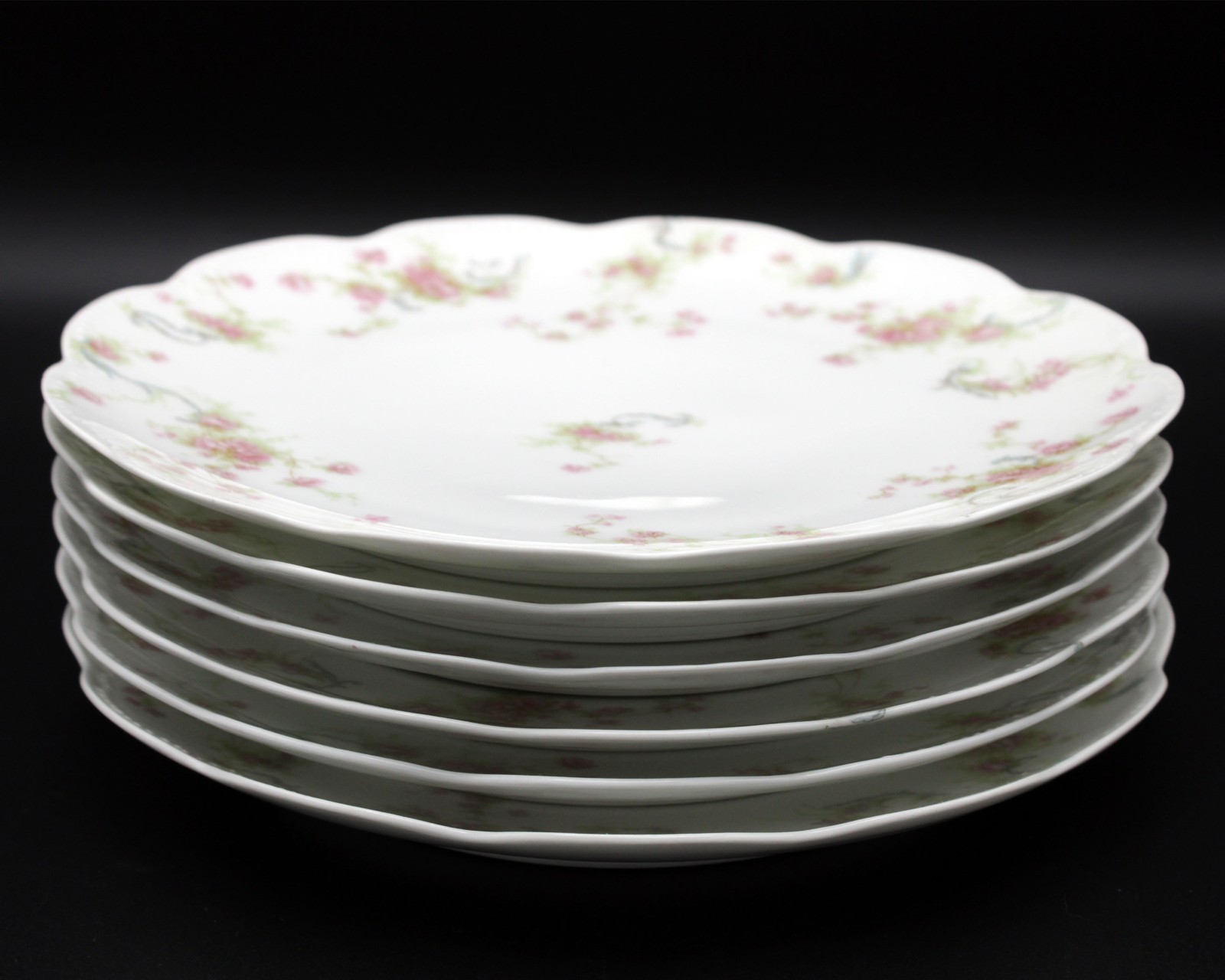 Haviland Limoges Princess Coupe Luncheon Plates Set, Antique Schleiger 57B 8.5″