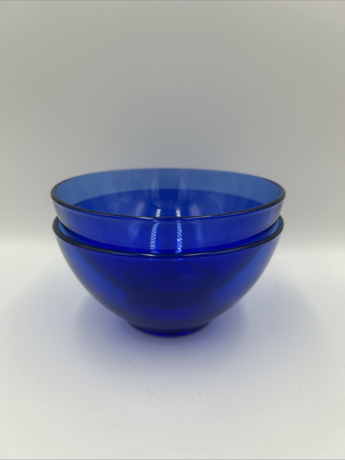 Arcoroc France Cobalt Blue Cereal/Dessert /Prep Bowls 5 1/4” Set Of 2 Glass