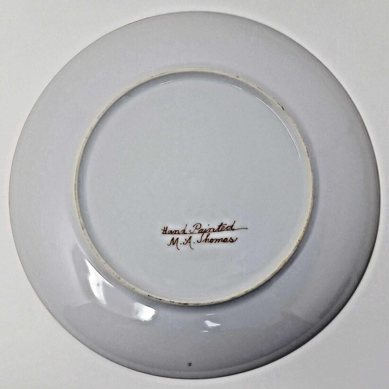 Daisy & Star pattern 8″ Porcelain Plate hand painted by M. A. Thomas decorative