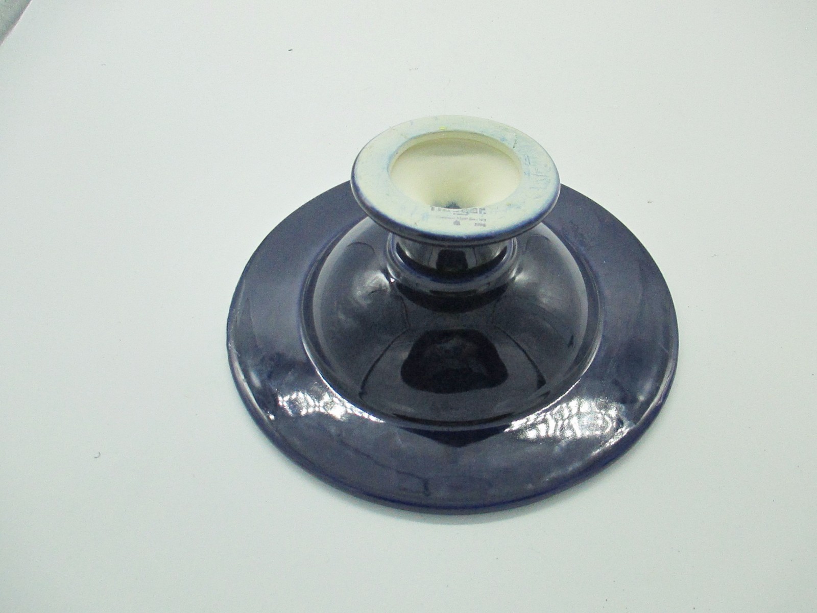Haeger Ceramic Cobalt Blue and Yellow Pedestal Compote Candy Dish-Gorgeous