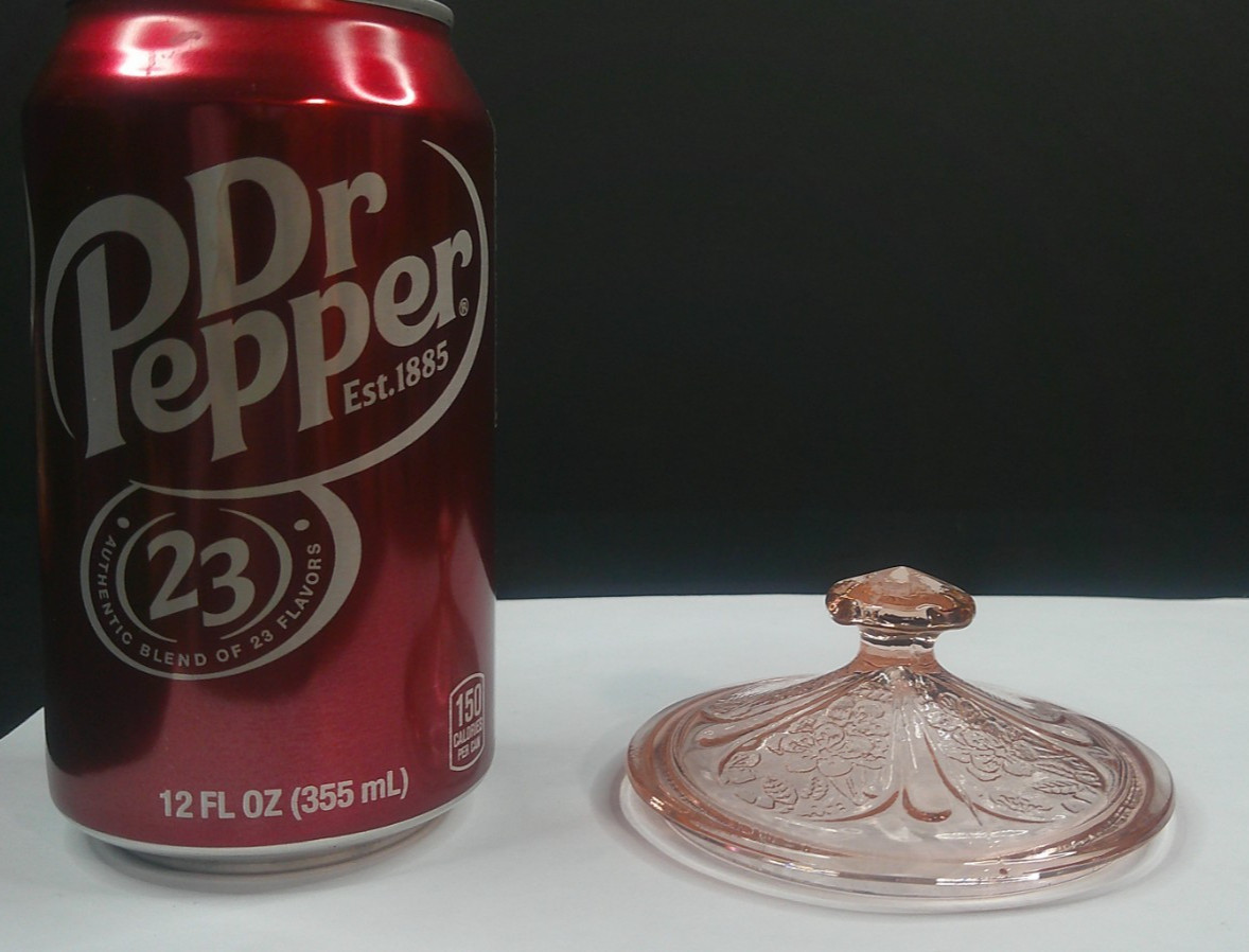 Jeannette Glass Co, Cherry Blossom, Pink, Sugar Cover, USA, c 1930s, ExCd