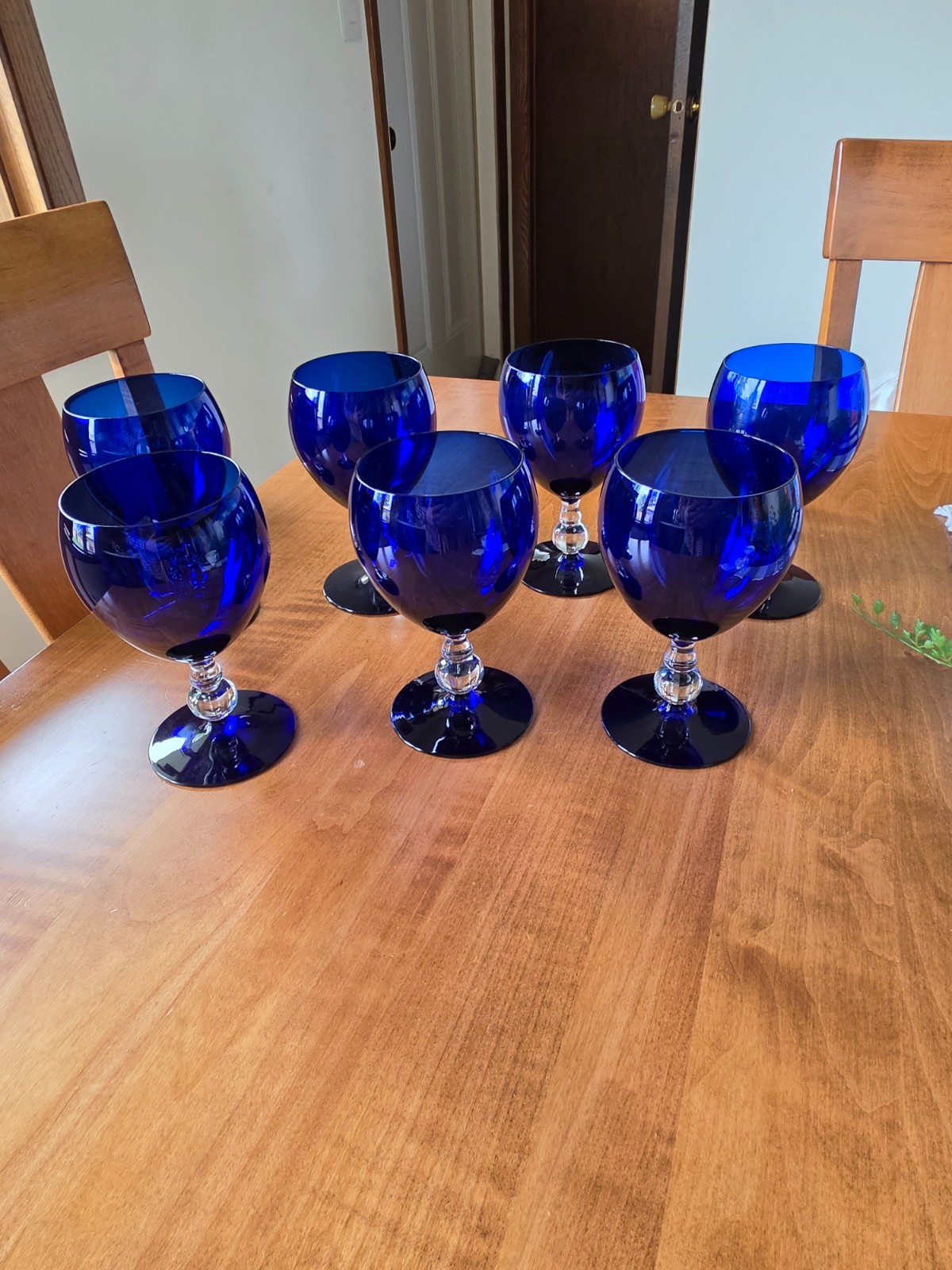 Bryce Glass cobalt blue wine or water goblet (7) mint cond