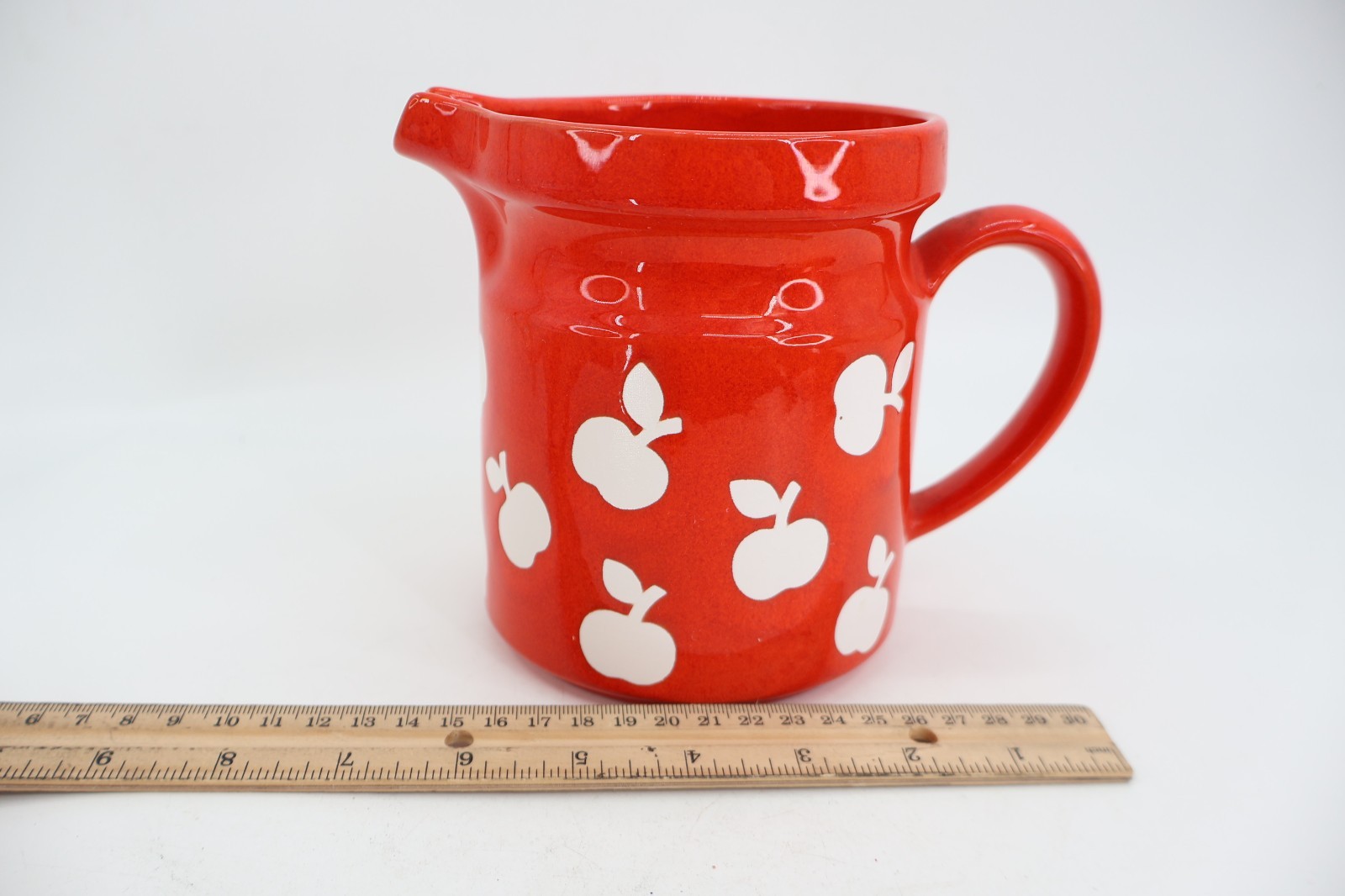Waechtersbach Red White Apples Creamer Pitcher Germany Earthenware 5.5″