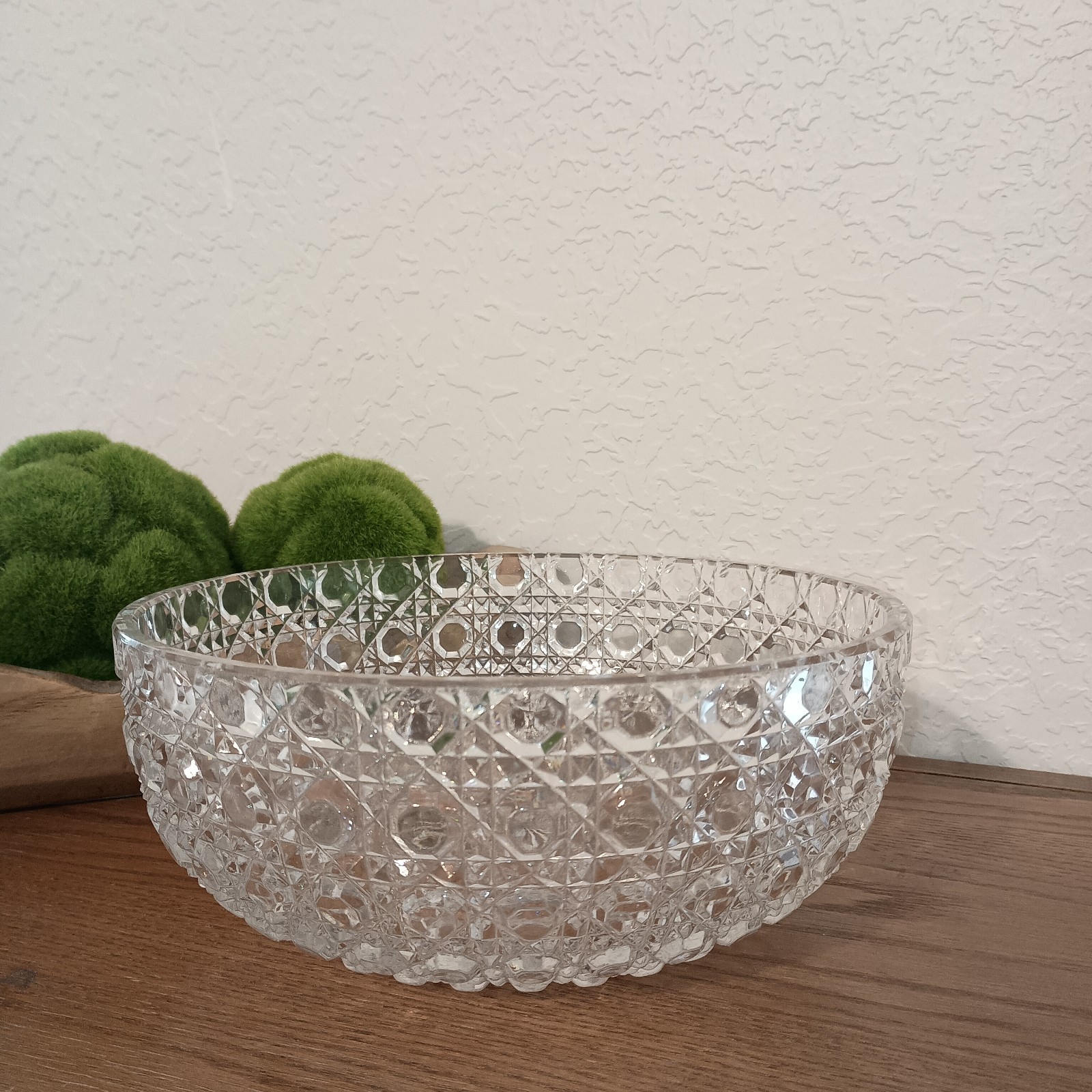 Federal Glass Windsor Clear 9 ¼” Serving Bowl Button And Cane Design Vintage