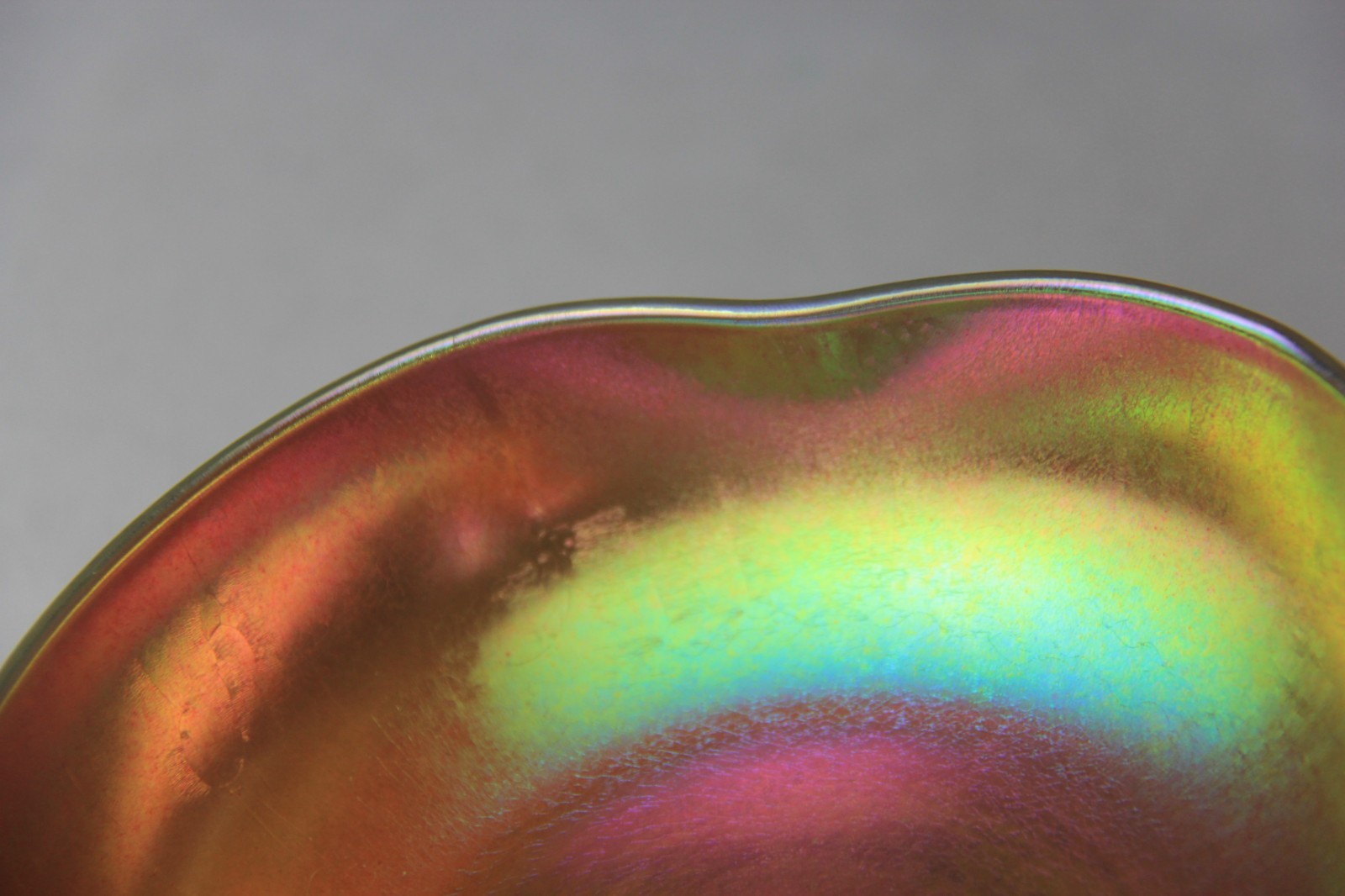 Antique Kew-Blas Gold Iridescent Bowl with Pinched Sides Signed!