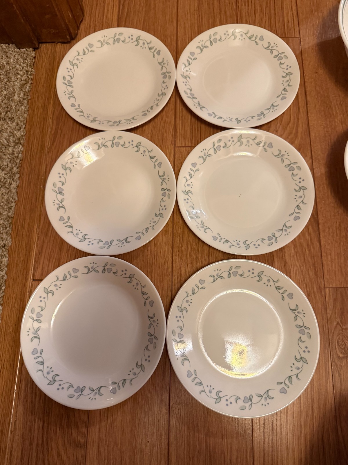 Corelle Country Cottage Blue Hearts Set Of 5 Dinner Plates and 5 Cereal Bowls