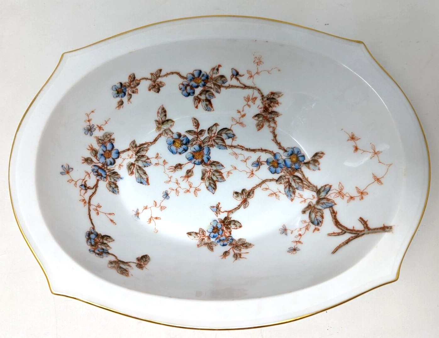 VTG D&C Delinieres Limoges Dorique Blue Blossom Vegetable Serving Bowl Dish KP21