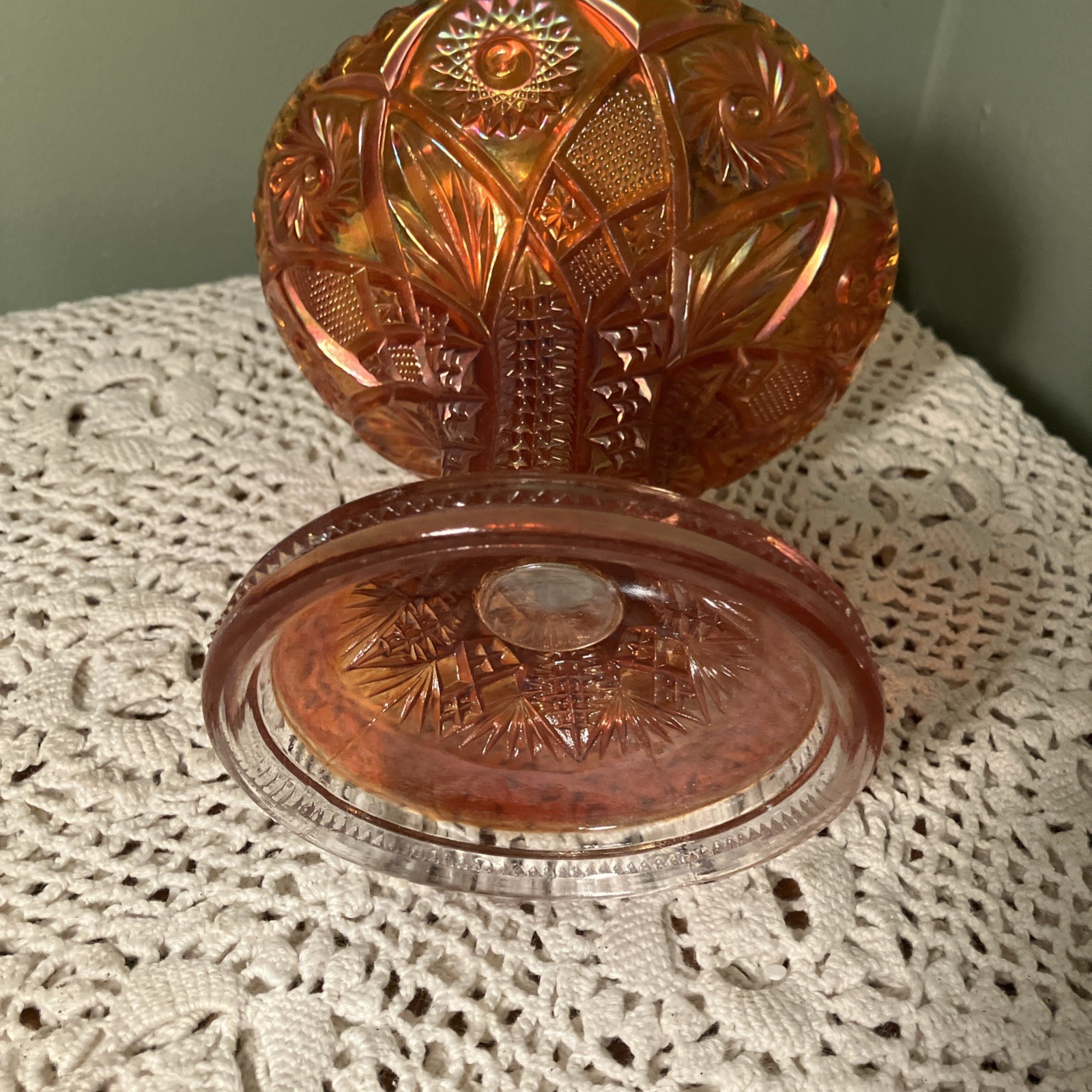Marigold Orange Carnival Glass Punch Bowl Base – Imperial ?