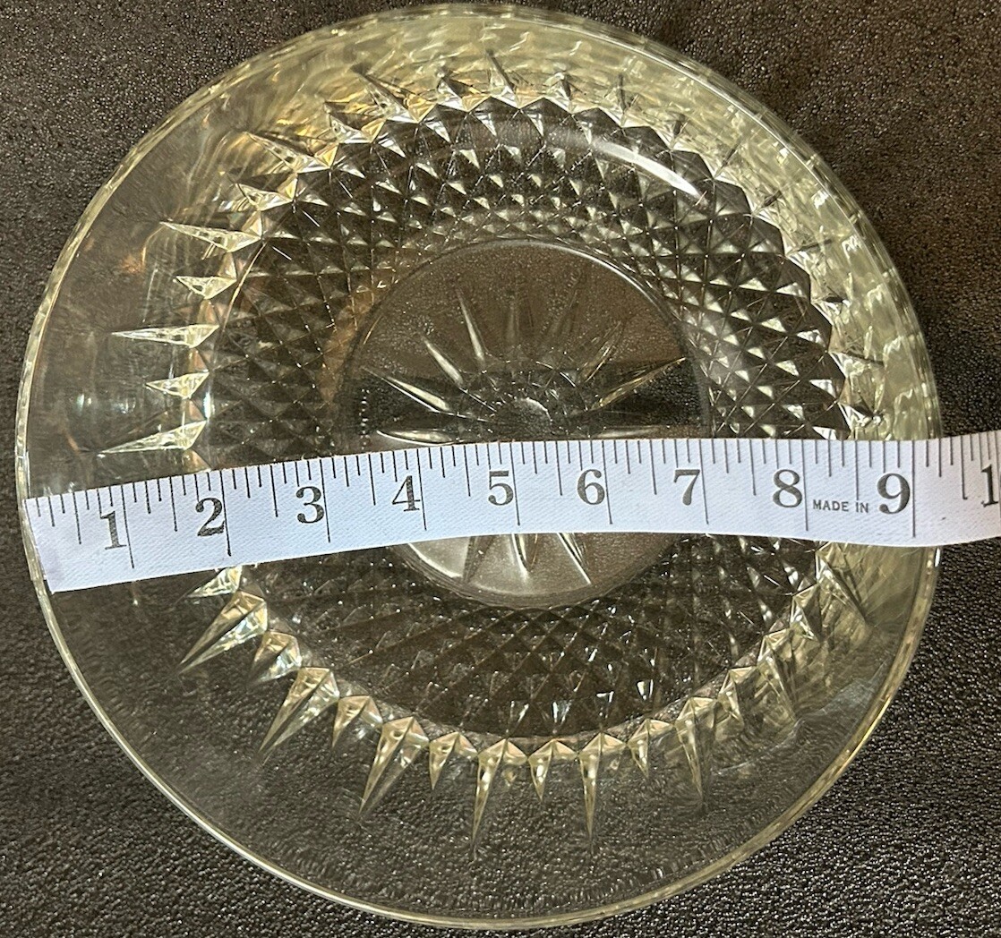 ARCOROC USA 9in Cut Glass Serving Bowl Starburst Pattern Made in USA Vintage