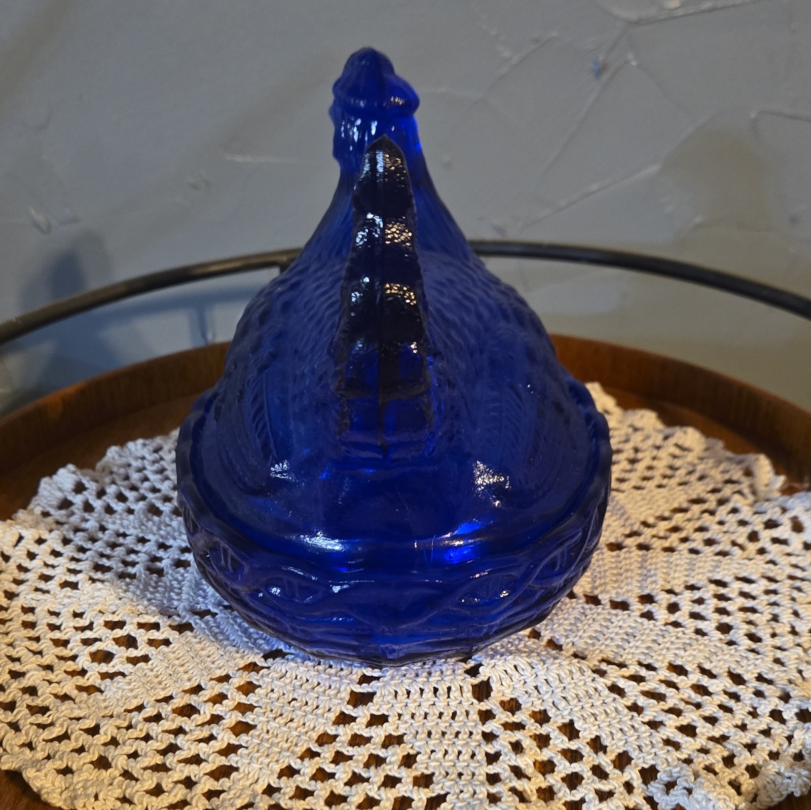 LE Smith Cobalt Blue Glass Hen On Nest; 2-Piece Set
