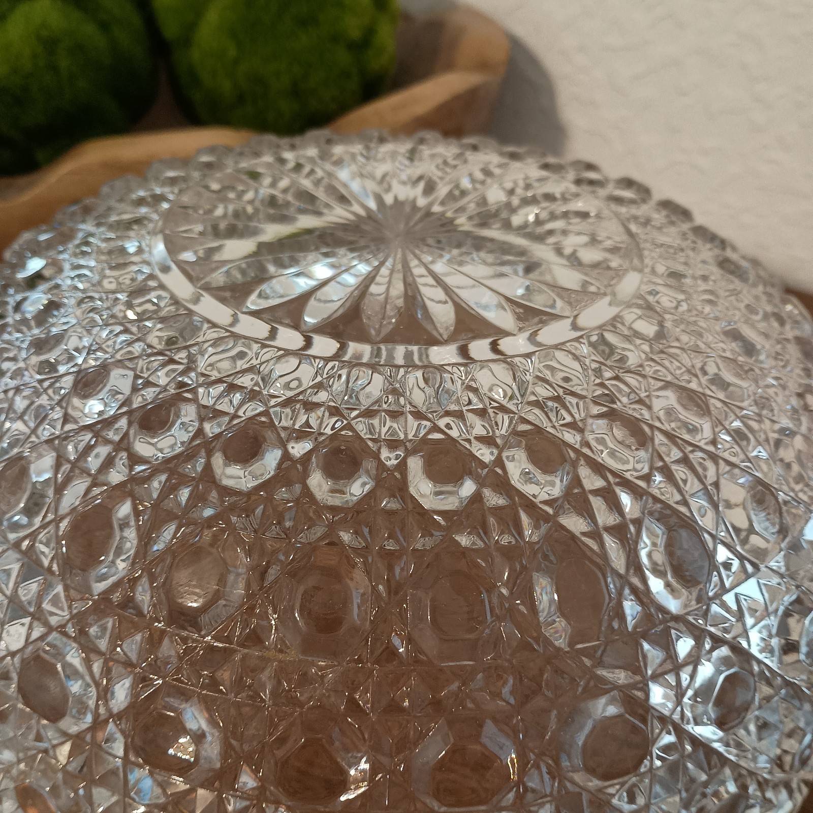 Federal Glass Windsor Clear 9 ¼” Serving Bowl Button And Cane Design Vintage
