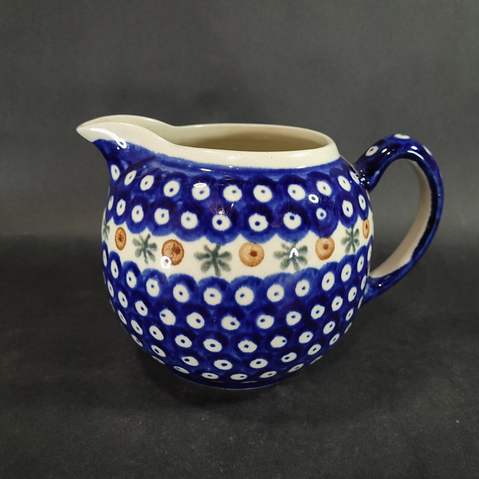 Boeslawiec Polish Pottery Gravy Large Creamer Pitcher Ceramic Hand Painted VTG