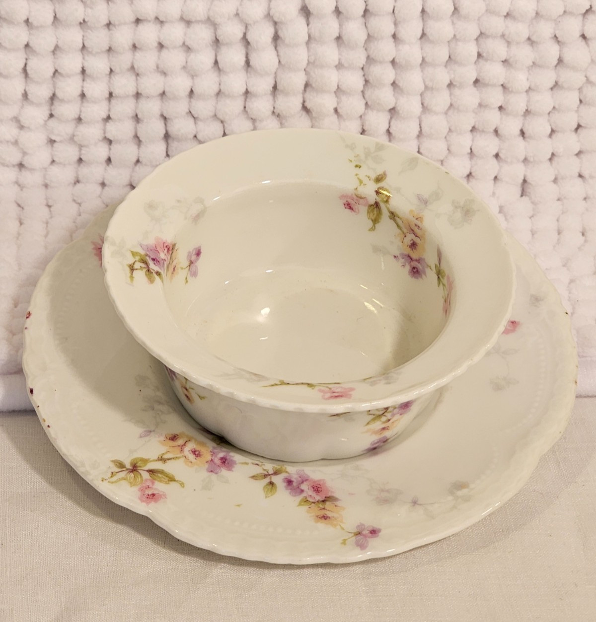 Ramekins, vintage china, set of three (3), Haviland sampler trio